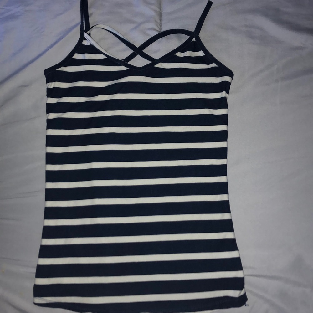 Striped spaghetti strap w/ design on the front